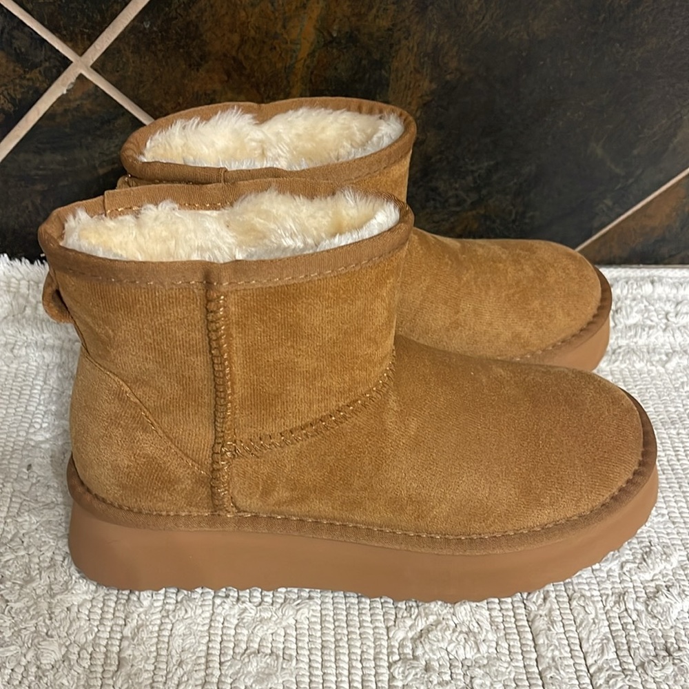 Platform Mini Booties In A Brown Color. - image 6